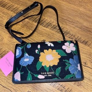 NWT kate spade floral jacquard crossbody black